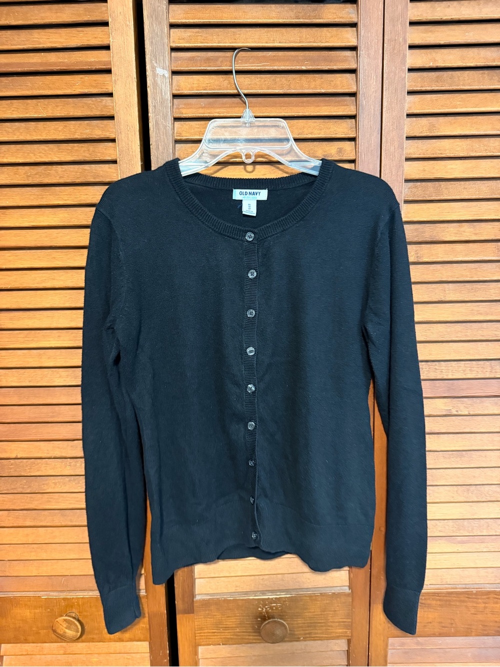 Old Navy Black Button-Up Crewneck Cardigan